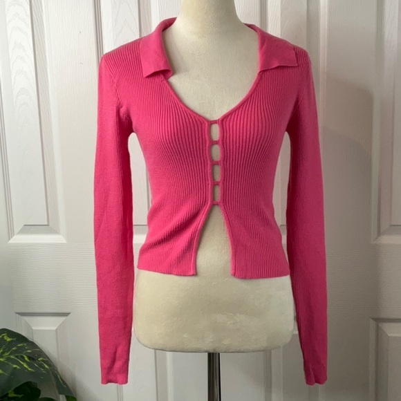 Sincerly Jules - Vibrant Pink Ribbed Cardigan Size XS - Picture 1 of 9